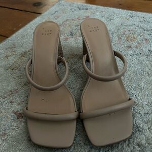 A New Day Women's Beige Heeled Sandals